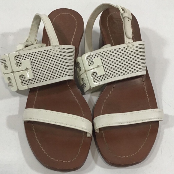 Women\'s Tory Burch Cream Leather Sandals Size 6.5M